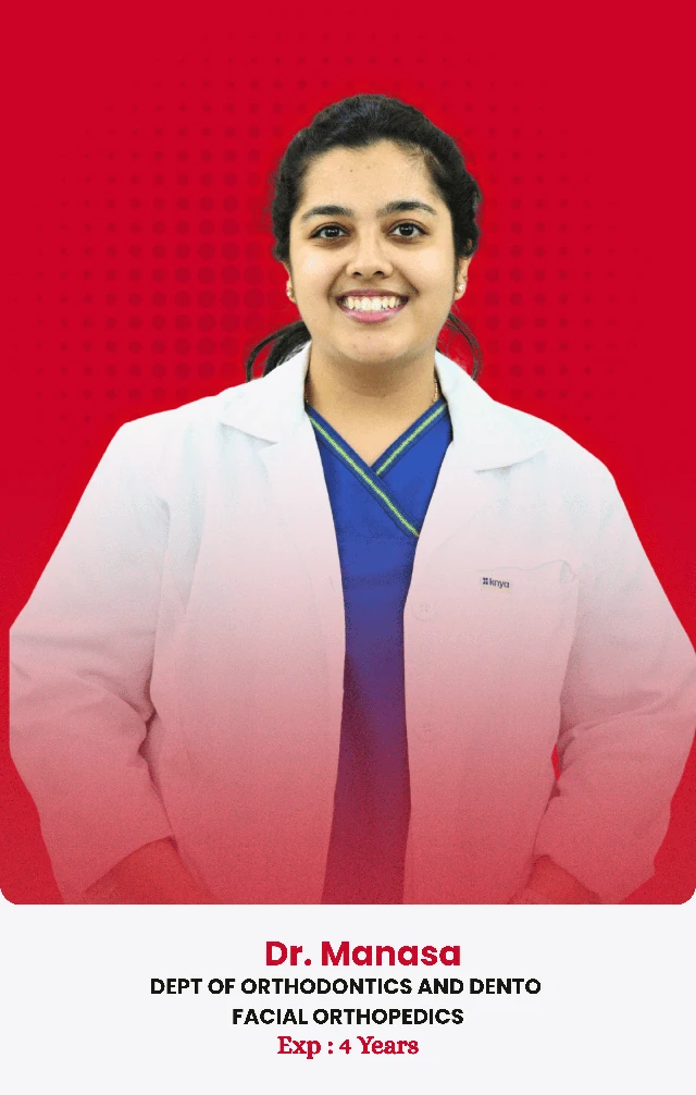 Dr. Manasa — qualifications and experience shown in the photo