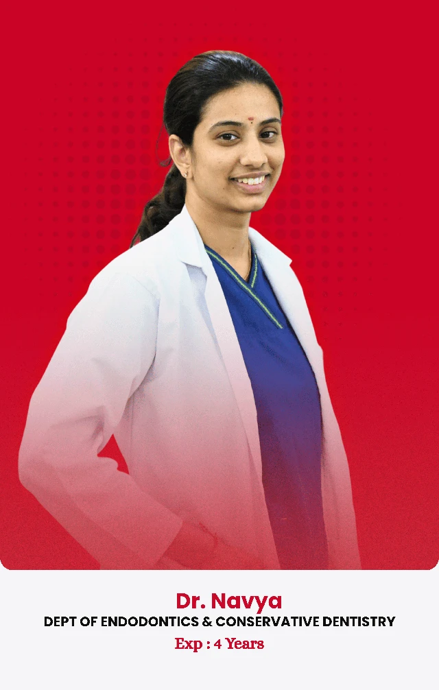 Dr. Navya — qualifications and experience shown in the photo