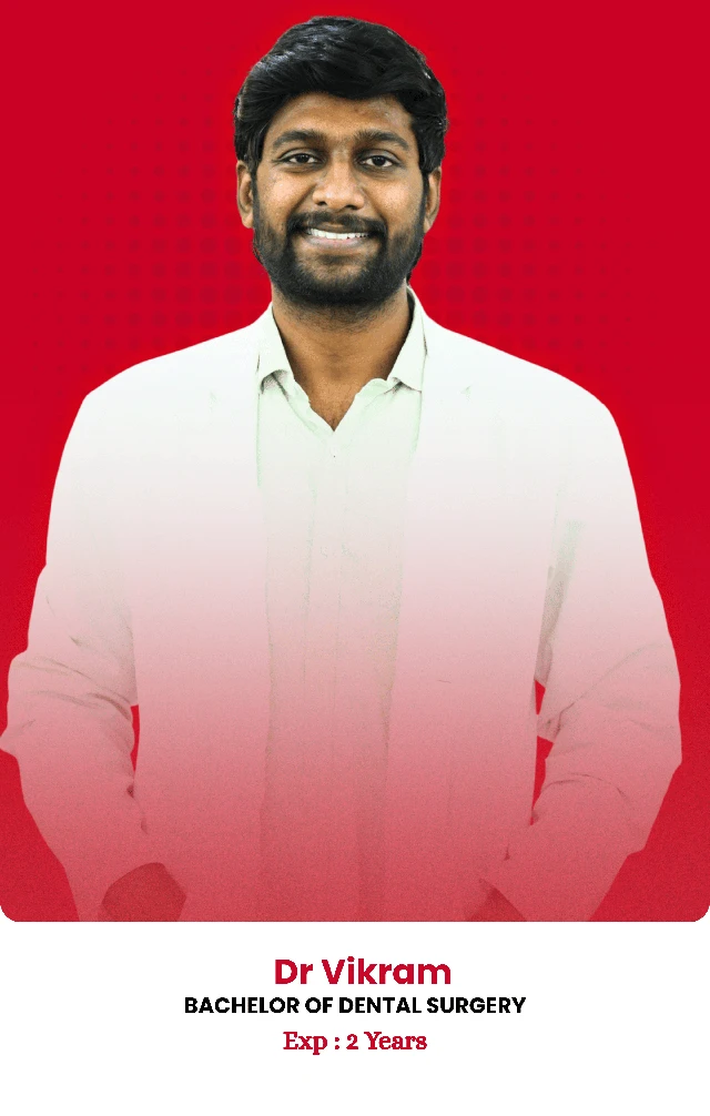 Dr. Vikram — qualifications and experience shown in the photo