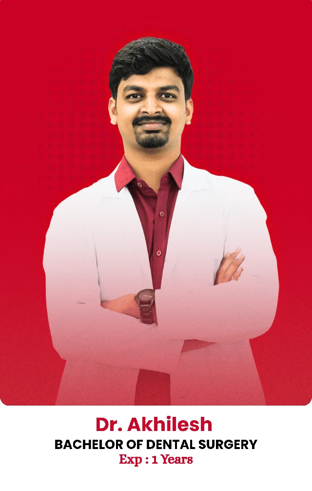 Dr. Akhilesh — qualifications and experience shown in the photo