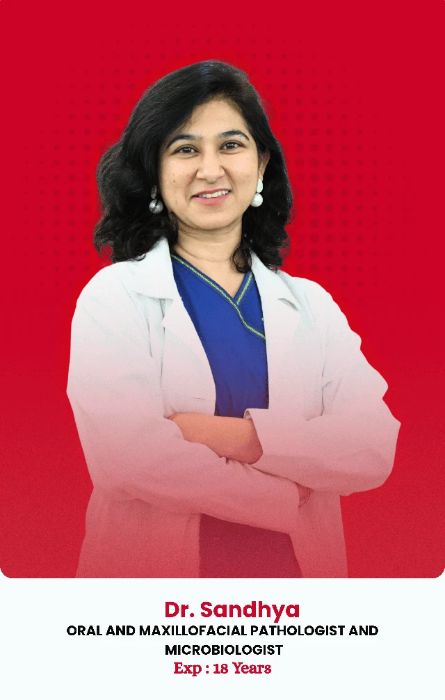 Dr. Sandhya — qualifications and experience shown in the photo